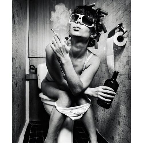 5D DIY Diamond Painting Bathroom Toilet Women Diamond Embroidery Full Display Picture Of Rhinestones Decor Gift