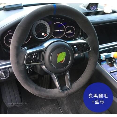 Car interior Accessories For Porsche Taycan Panamera Macan Cayenne 718 911 9YA 971 Black Suede Leather Steering Wheel Cover