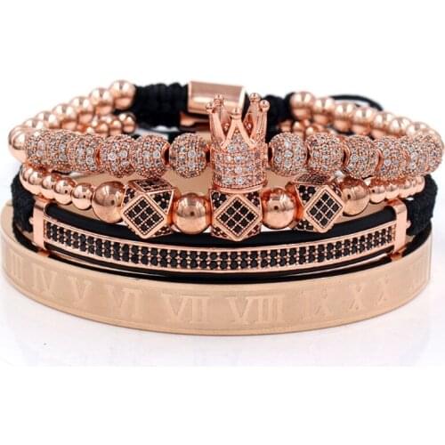 ​Imperial Crown King Bracelet Luxury Charm Roman Numeral Bracelet Pave CZ Zircon Bracelet Bangle For Men Women Jewelry