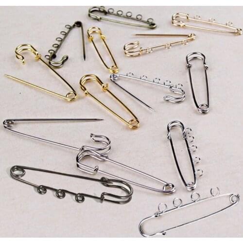 3pcs 2/3/4/5/6 Hole Gold Bronze Gun Plated Brooch Findings Safety Pins Connector DIY Making Charms Pendant Needle Setting
