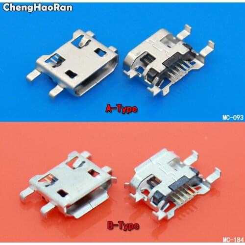 ChengHaoRan 10pcs 5Pin Micro USB Jack Connector Socket for Phone Charging Port,Data Tail Port,4 Foot DIP USB Charging Dock