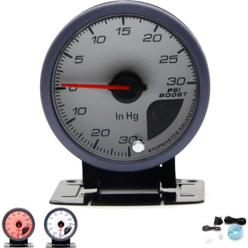 Dragon Gauge 60MM -30-30 PSI Boost Turbo Gauge White Face Dual Led Color Display