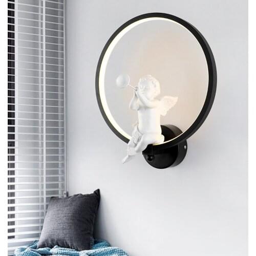 Kids Round led Acrylic light Creative Angel light Modern Led Wall Lamp child bedroom LED fixture Bathroom Wall Lamp Lustres