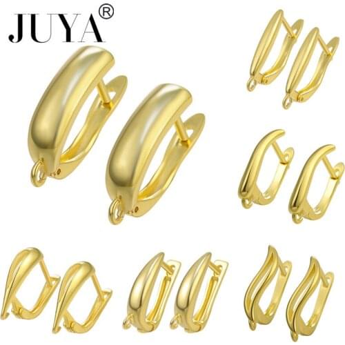 JUYA 4 Pcs\lot Copper Glossy Earrings Hooks Settings DIY Handmade Jewelry Findings Spiral Earring Clasps For Earrings Making