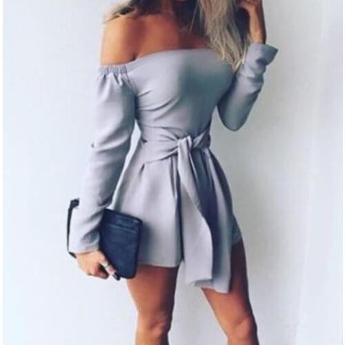 Explosion models Long sleeve stitching solid color short paragraph jumpsuit