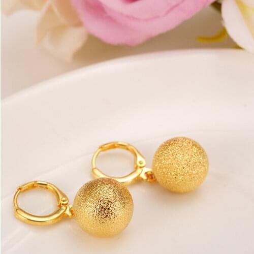 Lovely ball Earrings 24K Gold drop Earings For Women Girls african Jewelry Wedding Party Cool Fashion beads earrings kid gift