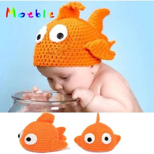 Lovely Crochet Gold Fish Baby Photo Props Crochet baby hat Knitted Baby Animal Hat Beanie Photography Props MZS-14098