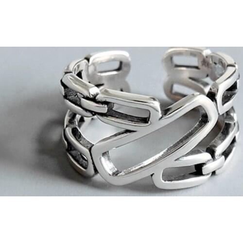 Miuoxion Retro Silver-Plated Cross Chain Ring Fashion Personality Jewelry For Women Feature Namour Charm Gift All Seasons