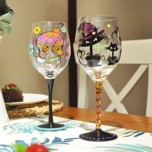 Fashion Creative Handmade Stained Wine Glass Goblet Champagne Cup Crystal Cocktail Bar Party Home Drinkware Halloween Gifts