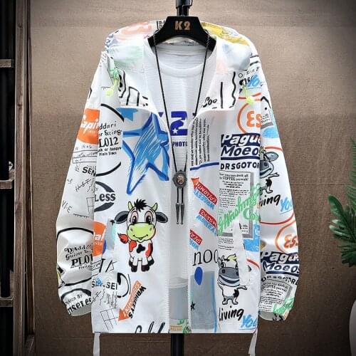 Mens printed fashion jackets 2021 creative sun protection clothing for men sun protection jackets