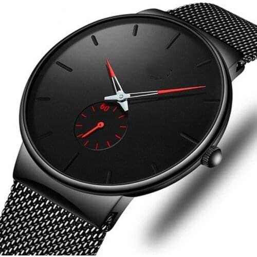 Men Business Clock Mens Fashion Casual Watches Minimalist Watch Relogio Masculino Male Stainless Steel Mesh Belt Simple Quartz