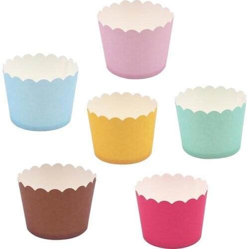 24Pcs Solid Bright Colors Cupcake Wrappers Round Thicken Muffin Cup Cake Paper Cup-5x4.5cm(Rosy)