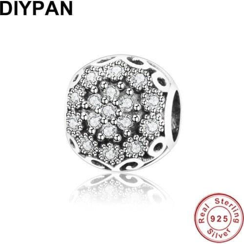 Fit Original Pandora Charms Bracelet 925 Silver Charms Beads With Clear Zircon Women DIY Jewelry Making Berloque