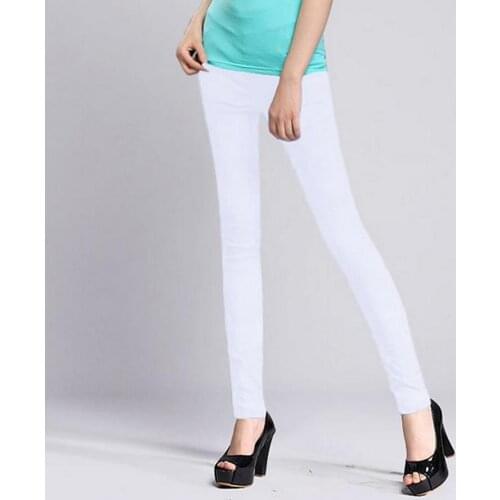 Drop Ship Colored Stretch Fashion Female Candy Colored Pencil Womens Pants Sexy Elastic Cotton Jeans Pants Denim Trousers