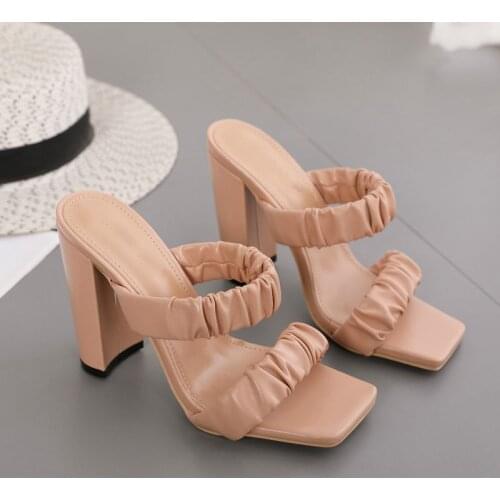 Slippers Women Summer Luxury 2021 Brand ZAR Sexy Pu High Heels Woman Shoes On Heels Sandals Chaussure Femme Plus Size 35-42