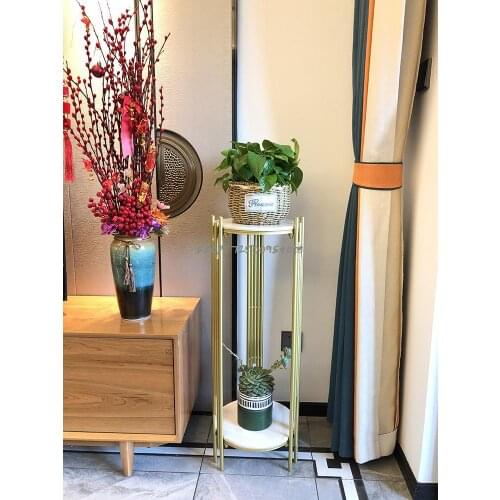 Nordic light luxury rock slab double-layer flower stand home living room decoration frame balcony bay window shelf marble flower