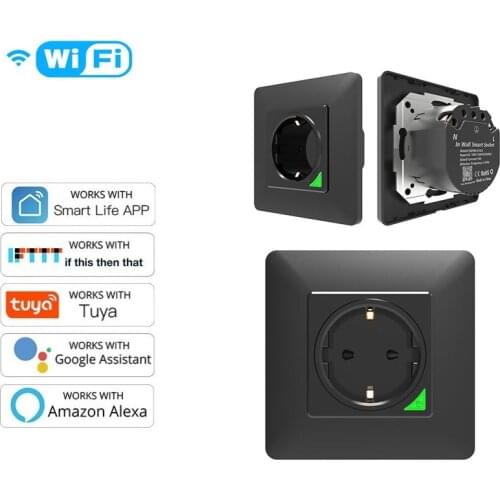 Smart Wall Socket Tuya Smart Life APP Remote Control EU 16A Wifi Power Plug Smart Home Voice Works With Google Home Alexa IFTTT