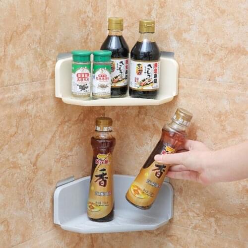 3 Colors Suction Cup Corner Shower Shelf Bathroom Shampoo Shower Shelf Holder Kitchen Storage Rack Organizer Bathroom Shelves