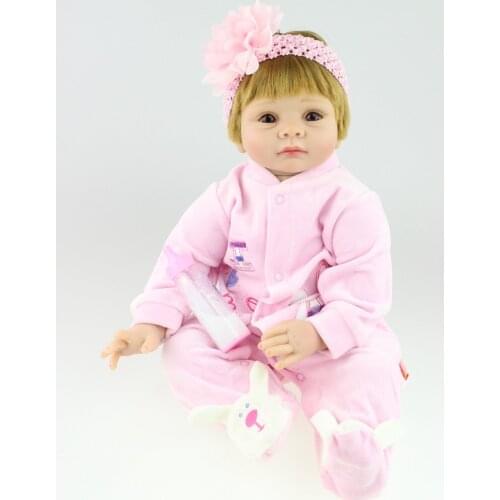 High Quality Simulation Babydoll Imported Mohair Doll Silicone Vinyl Toys Soft Cotton Body Children Birthday Present