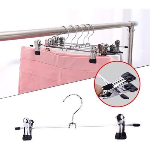 1pc Stainless Steel Clip Stand Hanger Pants Skirt Kid Clothes Adjustable Pinch Grip Cabide Hangers For Clothes
