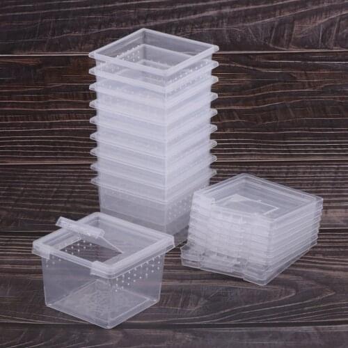 10pcs Feeding Box Reptile Cage Hatching Container Rearing Tank for Lizards Terrarium Tortoise Spider Beetle Insect House
