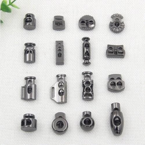 100pcs Gold/Black Tone Metal Stopper Spring Toggle Buckle Cord Locks Claps Drawstring Stops End Button Single/Double holes Clasp