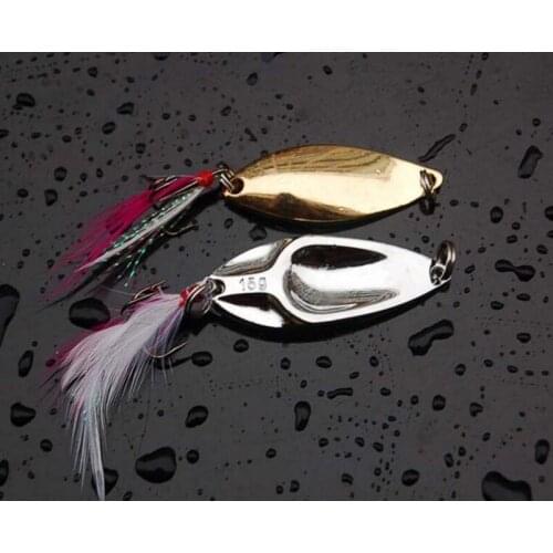 2pcs Metal Spinner Spoon Fish Bait 5g 10g 15g 20g Sinking Jigging Lure Swimbait Treble Hook Fishing Tackle