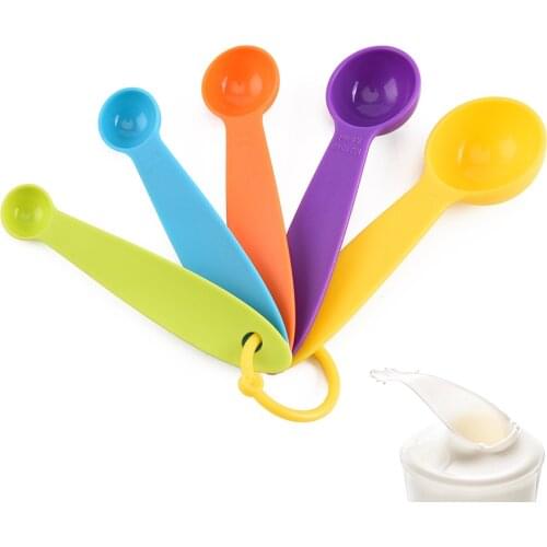 5Pcs Color Measuring Cup and Spoon Set with Scale Baking Formula Milk Powder Spoon Five-Piece Plastic Color Measuring Spoon
