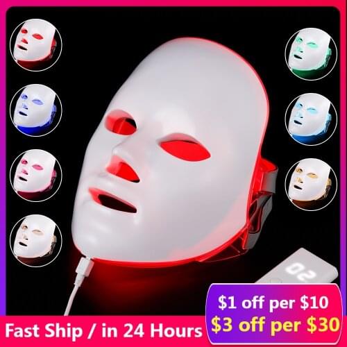 7 Colors Light LED Facial Mask Skin Rejuvenation LED Mask Phototherapy Face Care Beauty Anti Acne Whitening Wrinkle Removal Mask