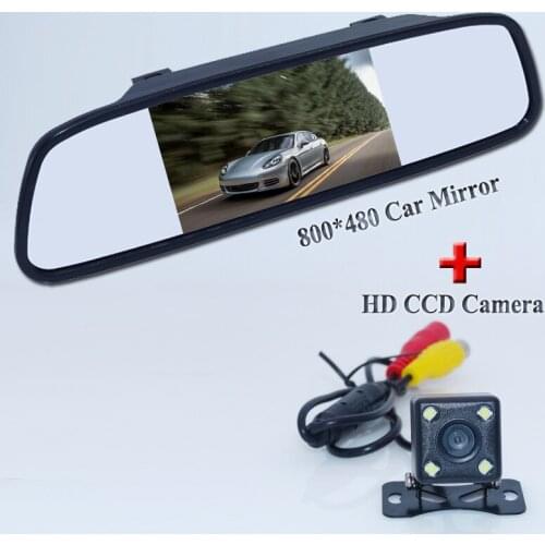 Promotion HD CCD backup reversing Camera + 4.3" HD 800*480 Car Mirror Monitor + rear view mirror monitor car parking camera