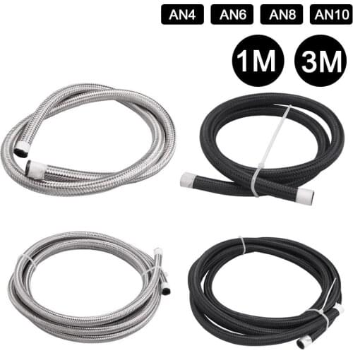Automobile Stainless Steel High Pressure Rubber Oil Pipe AN4AN6AN8AN10 Braided Fuel Cooling Hose 1m 3m