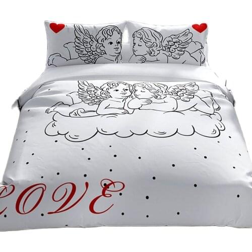 White Satin Casual 3d Design Bedding Set Adult Duvet Cover Sets Bedclothes Bed Queen Size City 3d Comforter Bedding Set