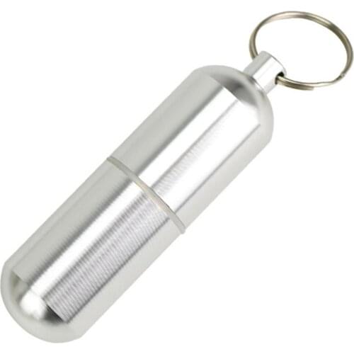 Aluminium Alloy Pill Case Outdoor Waterproof Portable Key Ring Pill Holder Container Box Splitters