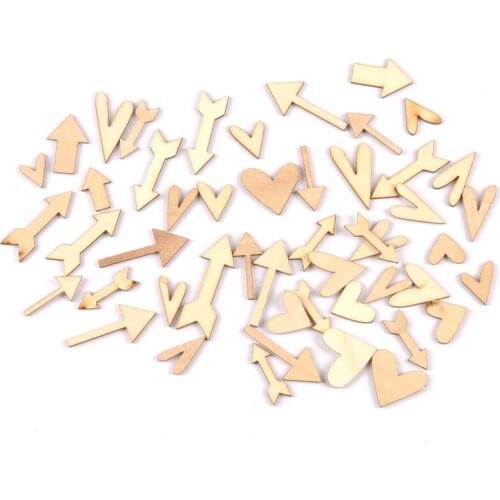 50Pcs mixed Wood Handicraft Heart and arrows DIY Wooden Crafts Scrapbookings Embellishment decorations 15-40mm MT1927