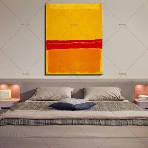 Unframed Mark Rothko Modern Abstract Canvas 100%Handmade Oil Painting Yellow and Red Picture For living room Office Home decor