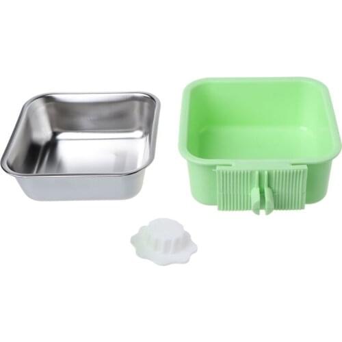 M17D 1 Set Pet Feeder Cats Dogs Bowl Stainless Steel Dog Cage Hanging Fixed Pets Basin