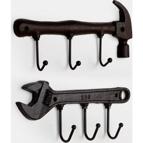1PC Creative Vintage hooks Wrench Hammer Iron Wall Decoration Towel Hanger Hook Robe Coat Wall Hanging Hooks Bathroom & Kitchen
