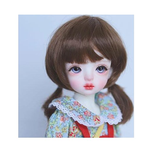 New Imitation mohair chocolate Dual horsetail Braid 1/6 15-16.5cm BJD YOSD Doll Wig