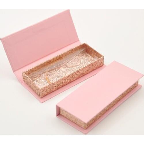 Wholesale Eyelashes Box Package Lash Boxes Package Custom Rectangle Light Pink Glitter Mink Lashes Makeup Lashes Box Vendors
