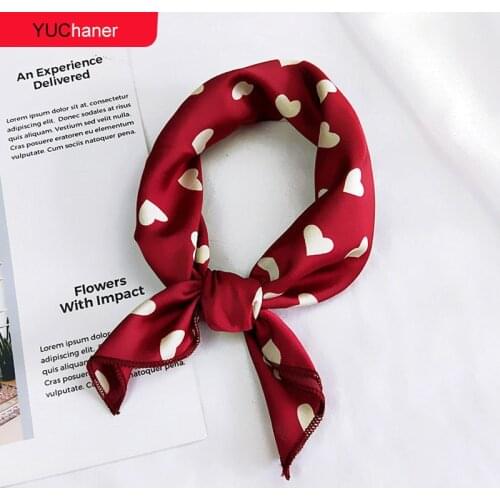 Hair Scarf Tie Animal Print Red Love Satin 50cm Small/Square/Silk/Neck/Ring/Scarf Winter Head Scarf For women Neckerchief 2018