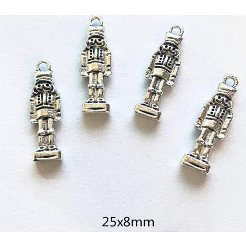 10pcs 25x8mm Nutcracker Charms Antique Silver Color Pendants Fit Diy Making Necklace Findings Tibetan Jewelry Accessories