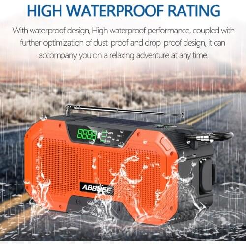 Emergency Radio 5000mAh Solar Hand Crank Portable AM/FM/NOAA SOS Radio with Flashlight&Reading Lamp Cell Phone Charger