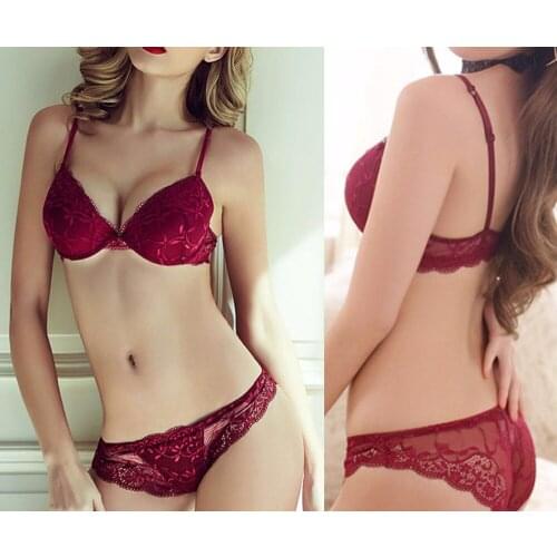 Sexy Deep V Lace Bra And Thin Knickers Set Sexy And Comfortable Brassiere Padded Underwear Fashion Suit ABC Beautiful back Bras