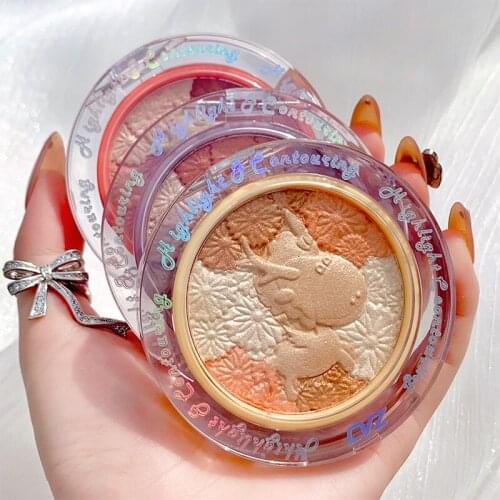 Professional Baked Blusher Palette Mineral Powder High Lighter Mix Color Face Blush High Gloss Palette Long Lasting Easy To Wear