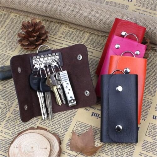 PU Leather Housekeeper Key Holders Car Keychain Key Wallet Ring Keys Bag Case Cover Leather Key Holder Keychain For Women Men