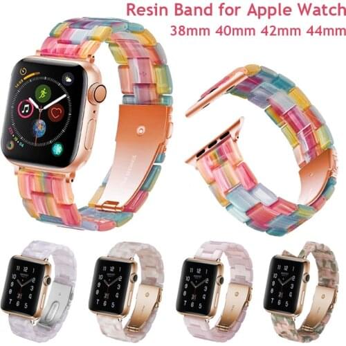 Resin Straps for Apple Watch Band 38mm /40mm 42mm/44mm iWatch Series 5/4/3/2/1 Women Men Bracelet Watchband Accessories Luxury