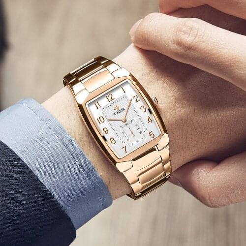 WWOOR 2021 Luxury Watch Men Square Quartz Arabic Clock Male Stainless Steel Casual Waterproof Date Wristwatches Box Montre Femme