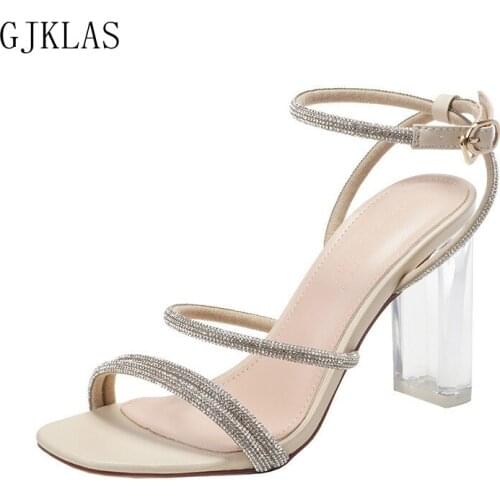 Large Size Women Shoes High Heel Rhinestones Sandals Summer Fashion Sexy Heels Party Sandal for Women Wedding Sandale Femme