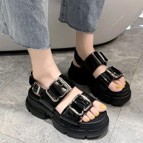 Platform sandals women summer sandalias de las mujeres fashion buckle strap black chaussures casual scarpe da donna sandalen new