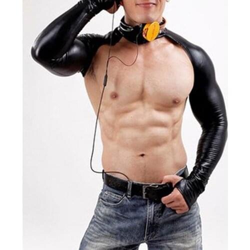 Amore Paradise Sexy Faux Leather Man Sexy Fitness Crop Tank Tops Gay Addicted Funny Compression Half Vest Clothing Summer Style